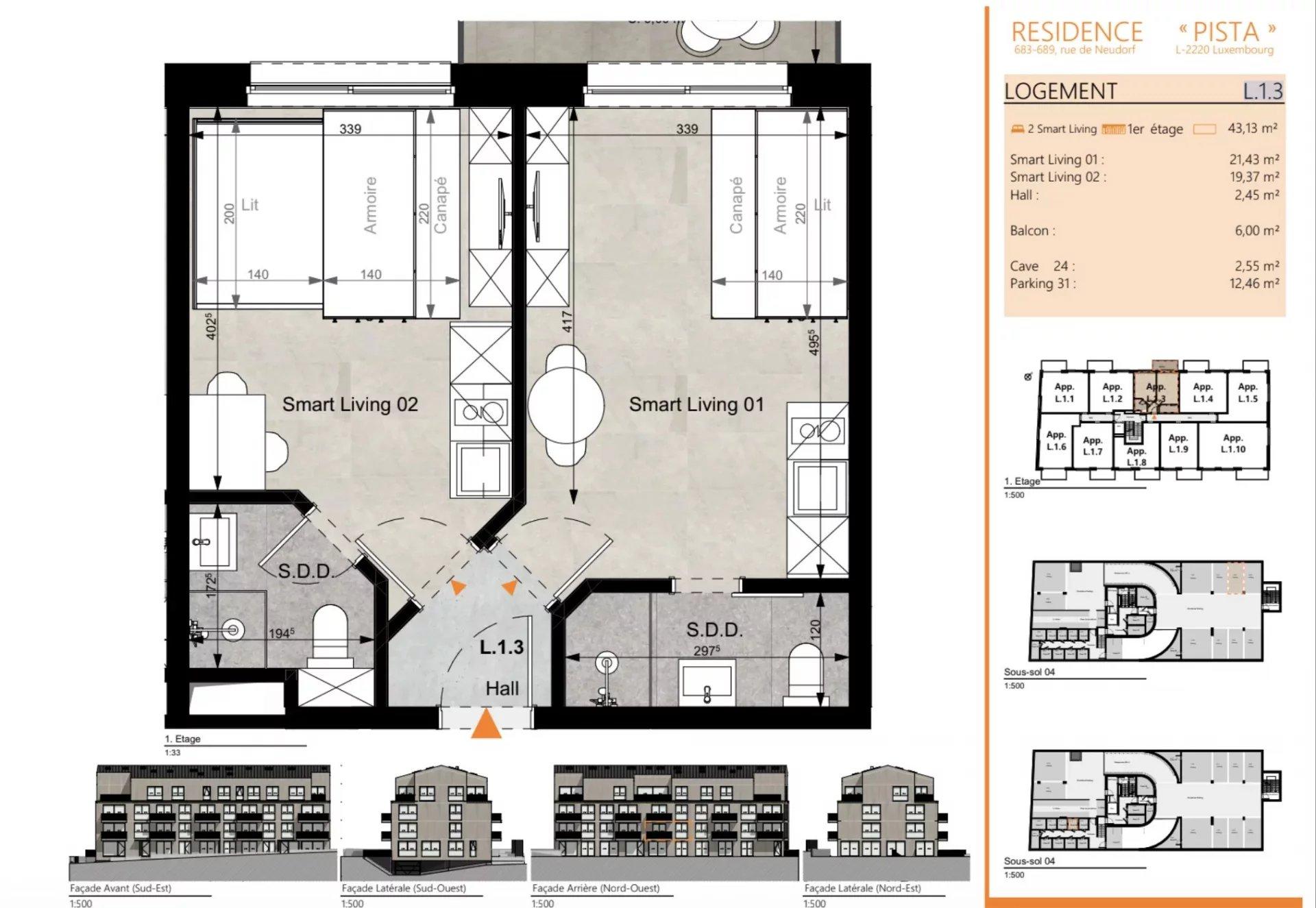 Appartement Smart Living – Résidence Pista, Luxembourg-Neudorf - L.1.3 — Luxembourg-Neudorf — 1