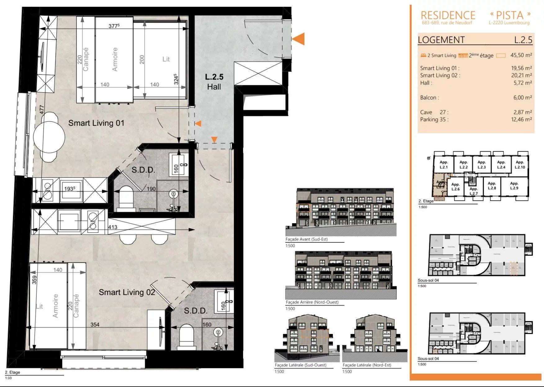 Apartment 2 Smart Living for sale - Résidence " PISTA " (L.2.5) - Luxembourg-Neudorf — Luxembourg-Neudorf — 1