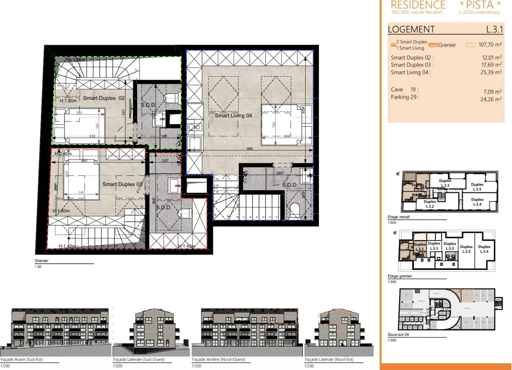 Appartement duplex avec terrasse – Résidence PISTA (L.3.1) — Luxembourg-Neudorf — 2