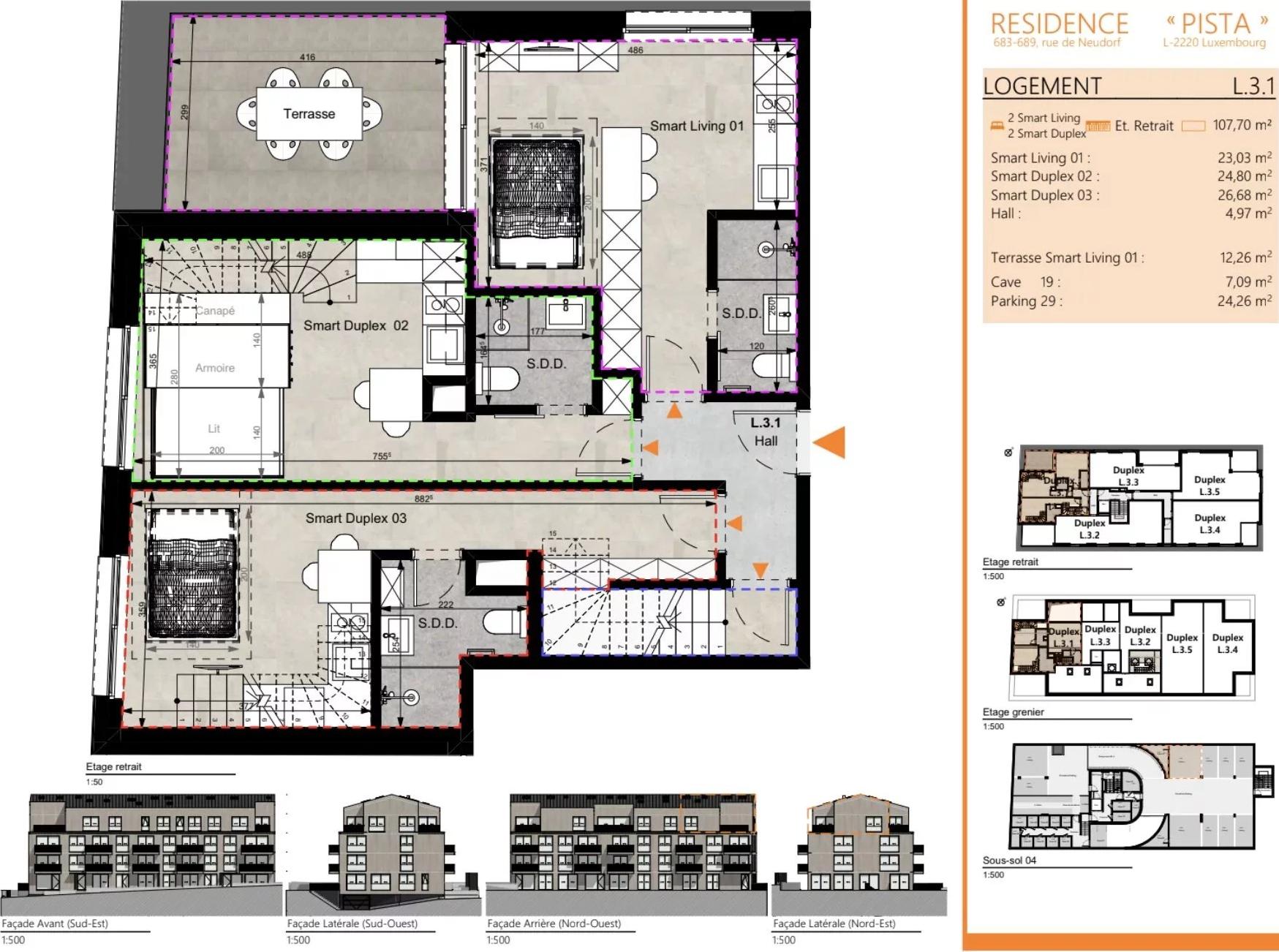 Appartement duplex avec terrasse – Résidence PISTA (L.3.1) — Luxembourg-Neudorf — 1