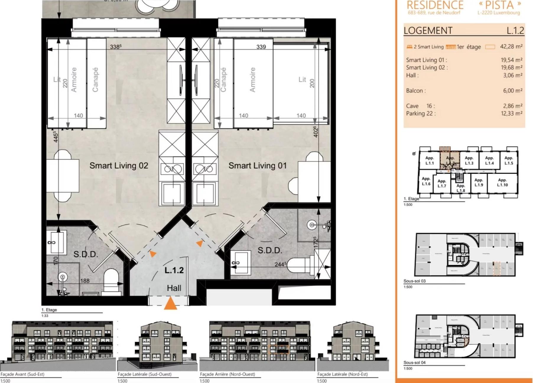 Apartment 2 Smart Living - Résidence "PISTA" in Luxembourg-Neudorf ( L.1.2) — Luxembourg-Neudorf — 1